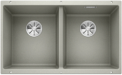 Мойка Blanco SUBLINE 350/350-U SILGRANIT отводная арматура InFino® жемчужный