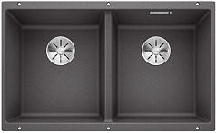 Мойка Blanco SUBLINE 350/350-U SILGRANIT отводная арматура InFino® темная скала