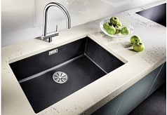 Мойка Blanco SUBLINE 700-U SILGRANIT отводная арматура InFino® серый беж