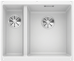 Мойка Blanco SUBLINE 340/160-U SILGRANIT чаша справа, отводная арматура InFino® белый