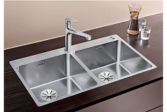 Мойка Blanco Andano 400/400-IF-A клапан-автомат отводная арматура InFino® кнопка PushControl Нержавеющая сталь зеркальная полировка