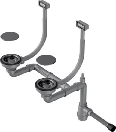 Арматура для двухчашевых моек с прямоугольными переливами WK-2C GM preview 1