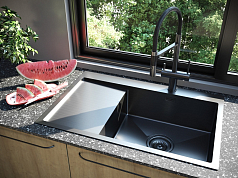 Мойка Paulmark ELDE R вороненая сталь брашированная