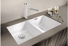 Мойка Blanco SUBLINE 350/350-U SILGRANIT отводная арматура InFino® антрацит