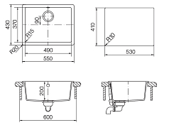 Мойка Schock QUADRO 60 CRISTALITE оникс