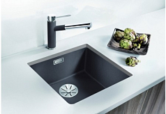 Мойка Blanco SUBLINE 400-U SILGRANIT отводная арматура InFino® антрацит