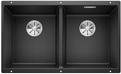 Мойка Blanco SUBLINE 350/350-U SILGRANIT отводная арматура InFino® антрацит