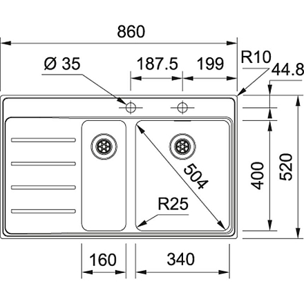 Мойка Franke FSX 251 TPL чаша справа preview 2