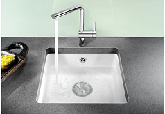 Мойка Blanco SUBLINE 375-U керамика отводная арматура InFino® глянцевый белый