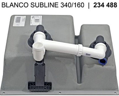 Мойка Blanco SUBLINE 340/160-F отводная арматура InFino® антрацит