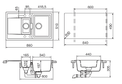 Мойка Schock ETON 60D CRISTADUR серебристый камень