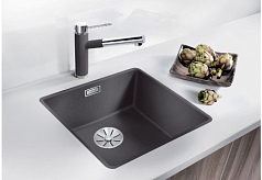 Мойка Blanco SUBLINE 400-F отводная арматура InFino® темная скала