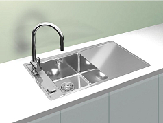 Мойка Alveus Stricto 10L FI нержавеющая сталь матовая, чаша слева