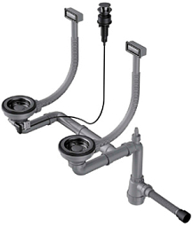 Арматура для двухчашевых моек с прямоугольными переливами WK-2-A GM