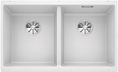 Мойка Blanco SUBLINE 350/350-U SILGRANIT отводная арматура InFino® белый