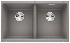 Мойка Blanco SUBLINE 350/350-U SILGRANIT отводная арматура InFino® алюметаллик