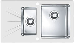 Мойка Alveus Karat 20 белое стекло, чаша справа