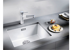 Мойка Blanco SUBLINE 500-U SILGRANIT отводная арматура InFino® серый беж