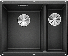 Мойка Blanco SUBLINE 340/160-U SILGRANIT чаша слева, отводная арматура InFino® антрацит