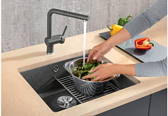 Мойка Blanco SUBLINE 500-U керамика отводная арматура InFino® черный