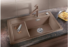 Мойка Blanco ZENAR XL 6 S Compact чаша справа, доска стекло клапан-автомат InFino® темная скала