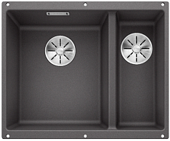 Мойка Blanco SUBLINE 340/160-U SILGRANIT чаша слева, отводная арматура InFino® темная скала