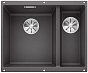 Мойка Blanco SUBLINE 340/160-U SILGRANIT чаша слева, отводная арматура InFino® темная скала