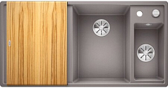 Мойка Blanco AXIA III 6 S-F чаша справа, доска ясень клапан-автомат InFino® алюметаллик