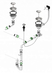 Двойной сифон для мойки Alveus 1127257