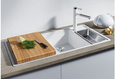 Мойка Blanco AXIA III 6 S чаша справа, доска ясень клапан-автомат InFino® белый