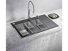 Мойка Alveus Crystalix 20 черное стекло, чаша справа