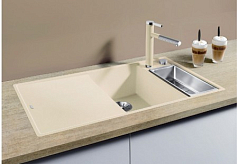 Мойка Blanco AXIA III 6 S-F чаша справа, доска стекло клапан-автомат InFino® кофе