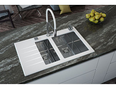 Мойка Alveus Crystalix 20 белое стекло, чаша справа