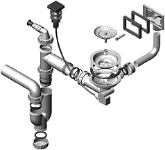 Одинарный сифон Alveus FI 114 c переливом, клапан-автомат 1074347