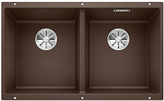 Мойка Blanco SUBLINE 350/350-U SILGRANIT отводная арматура InFino® кофе