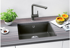 Мойка Blanco SUBLINE 500-U керамика отводная арматура InFino® черный