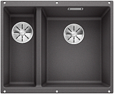 Мойка Blanco SUBLINE 340/160-U SILGRANIT чаша справа, отводная арматура InFino® темная скала