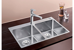 Мойка Blanco Andano 340/340-IF-A клапан-автомат отводная арматура InFino® кнопка PushControl Нержавеющая сталь зеркальная полировка