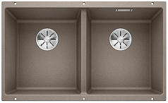 Мойка Blanco SUBLINE 350/350-U SILGRANIT отводная арматура InFino® серый беж